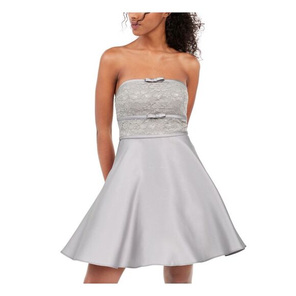 CITY STUDIO Dresses & Skirts - CITY STUDIO Womens Fit + Flare Short Dress Gray Sleeveless Party Juniors 5